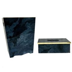 Fancy Wooden Dustbin And Tissue Box Set 2 Pcs