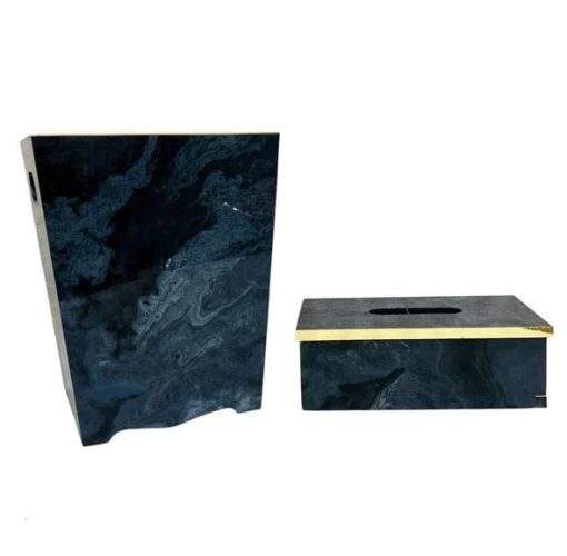 Fancy Wooden Dustbin And Tissue Box Set 2 Pcs