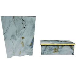 Fancy Wooden Dustbin And Tissue Box Set 2 Pcs