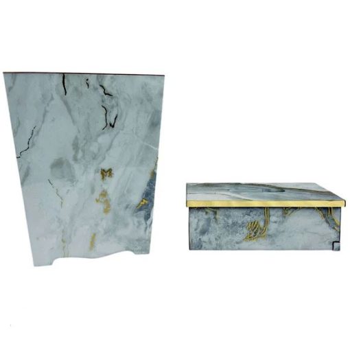 Fancy Wooden Dustbin And Tissue Box Set 2 Pcs