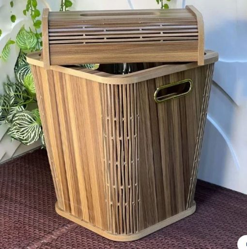 Wooden Dustbin & Tissue Box Set