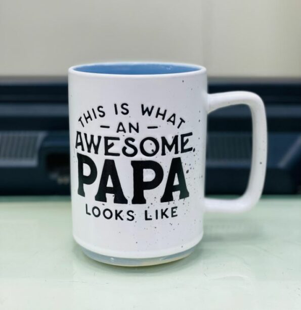 AWESOME PAPA Stackable Speckled Ceramic Coffee Tea Mug