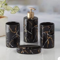 Marble Design Bath Accessories Set of 4