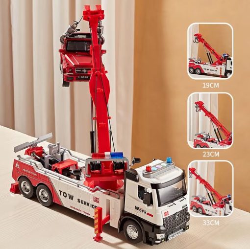 1:18 Rescue Tanker Double Ditch Obstacle Clearing Toy Car Model Alloy Diecast Sound Light