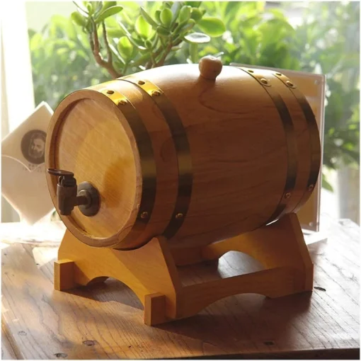 Handmade Wooden Barrel Bucket Dispenser Stand 3L