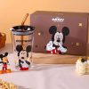 DISNEY Mickey Friends Sipper Glass With Lid Straw