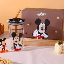 DISNEY Mickey Friends Sipper Glass With Lid Straw