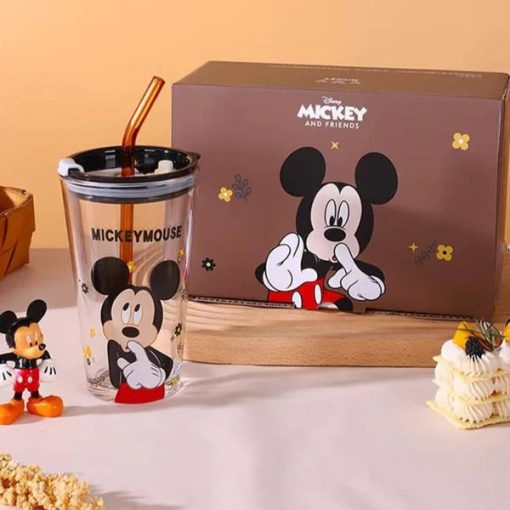 DISNEY Mickey Friends Sipper Glass With Lid Straw