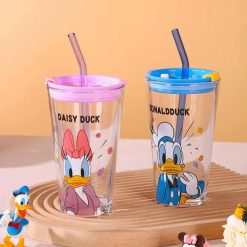 DISNEY Mickey Friends Sipper Glass With Lid Straw