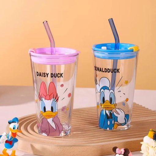 DISNEY Mickey Friends Sipper Glass With Lid Straw