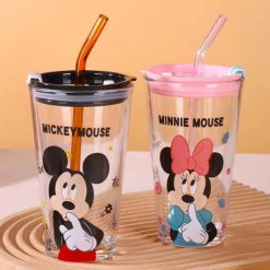 DISNEY Mickey Friends Sipper Glass With Lid Straw
