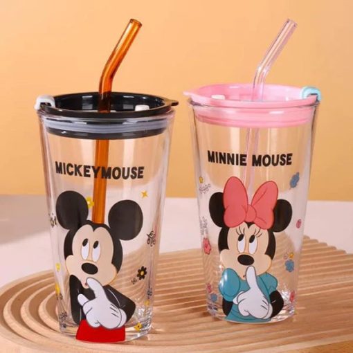 DISNEY Mickey Friends Sipper Glass With Lid Straw