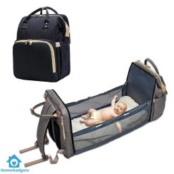 4In1 Multi-Purpose Baby Diapers Bag (Waterproof) With Portable Bed Black – Sunshine