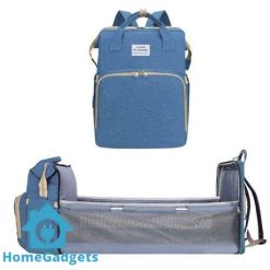 4In1 Multi-Purpose Baby Diapers Bag (Waterproof) With Portable Bed Blue – Sunshine