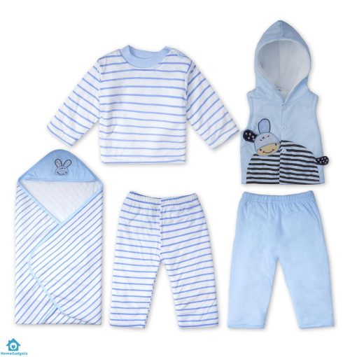 5pcs Baby Warm Gift Set Blue Stripes – Sunshine
