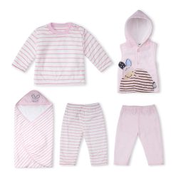 5pcs Baby Warm Gift Set Pink Stripes – Sunshine