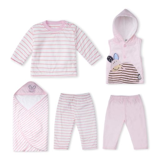 5pcs Baby Warm Gift Set Pink Stripes – Sunshine