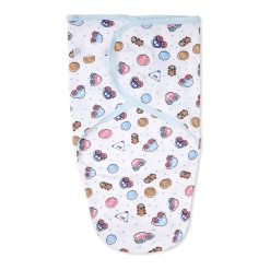 Baby Adjustable White Swaddle Blue Dots Foxy Cars – Sunshine