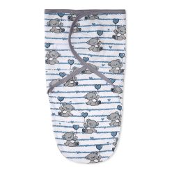 Baby Adjustable White Swaddle Blue Lines Bear – Sunshine