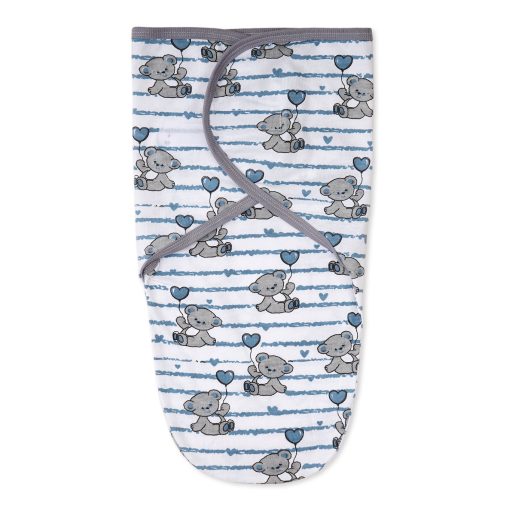 Baby Adjustable White Swaddle Blue Lines Bear – Sunshine