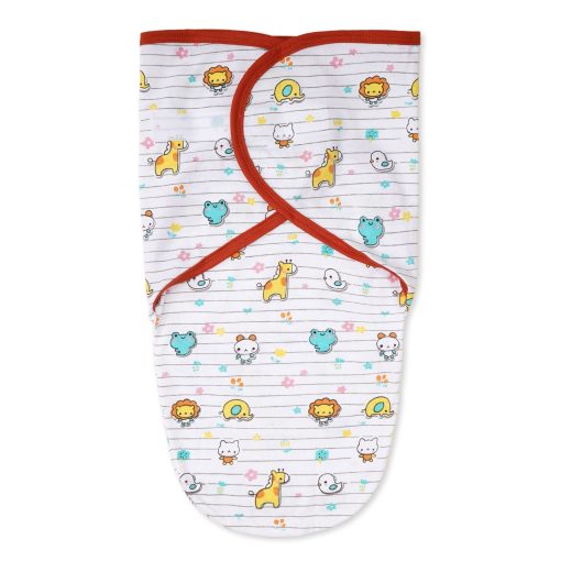 Baby Adjustable White Swaddle Stripes Animals – Sunshine