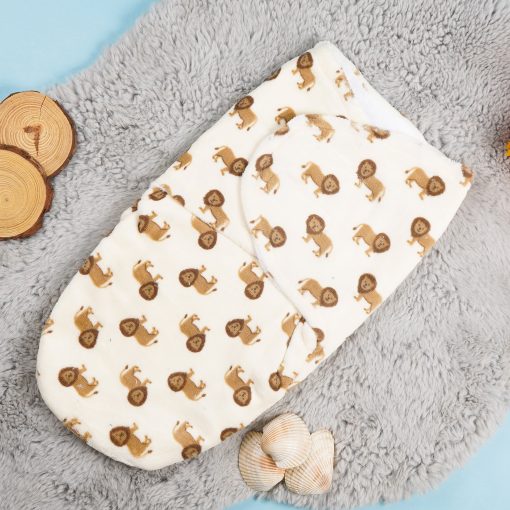 Baby Fleece Swaddle Lions Off White – Sunshine