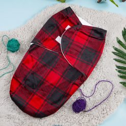 Baby Fleece Swaddle Check Maroon & Black – Sunshine