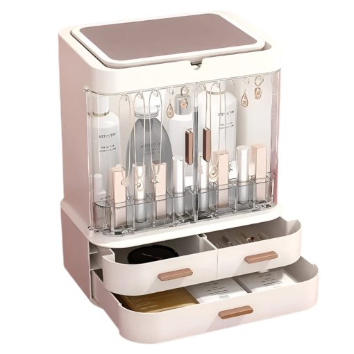 Cosmetic Storage Makeup Box With Led Light Mirror