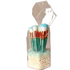Transparent Brush Holder With Pearls
