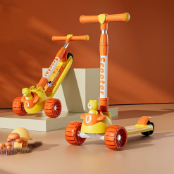 Manual & foldable child’s Scooty with cute bear figure for kids for ag 2