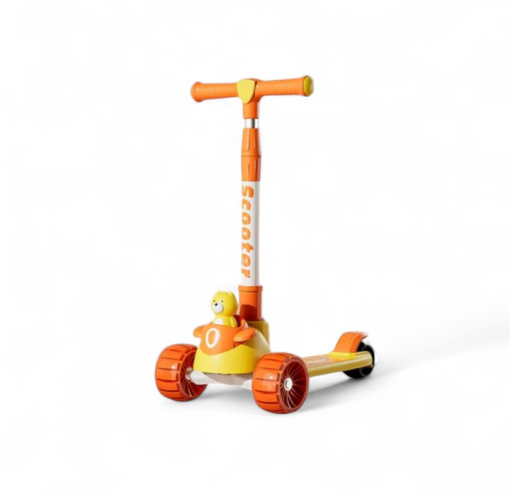 Manual & foldable child’s Scooty with cute bear figure for kids for ag 1
