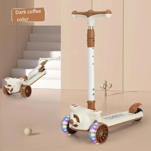 3 wheeler manual foldable & adjustable Scooty with cute fan for kids 3 2