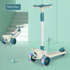 3 wheeler manual foldable & adjustable Scooty with cute fan for kids 3 4