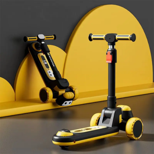 Bot shaped manual and foldable high quality fiber 3 wheeler Scooty for 3