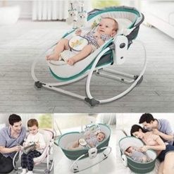 Mastela 5 in 1 Rocker cum Bassinet with Overhead Toy Bar – Grey Pink – Kiddyco 7