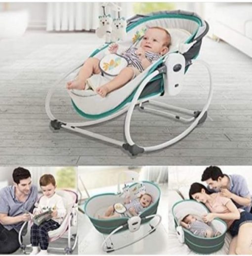 Mastela 5 in 1 Rocker cum Bassinet with Overhead Toy Bar – Grey Pink – Kiddyco 7