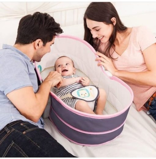 Mastela 5 in 1 Rocker cum Bassinet with Overhead Toy Bar – Grey Pink – Kiddyco 3