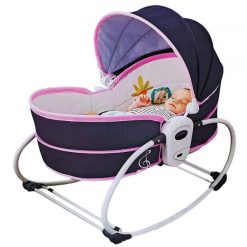 Mastela 5 in 1 Rocker cum Bassinet with Overhead Toy Bar – Grey Pink – Kiddyco 2