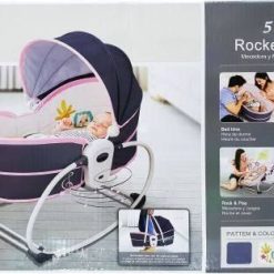 Mastela 5 in 1 Rocker cum Bassinet with Overhead Toy Bar – Grey Pink – Kiddyco 6