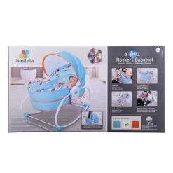 Mastela 5 in 1 Rocker cum Bassinet with Overhead Toy Bar – Blue – Kiddyco 2