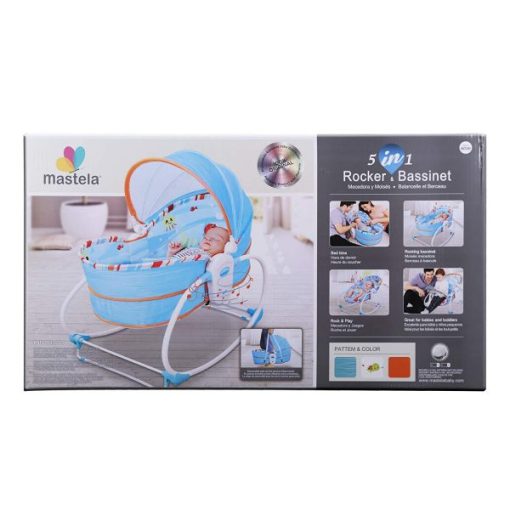 Mastela 5 in 1 Rocker cum Bassinet with Overhead Toy Bar – Blue – Kiddyco 2
