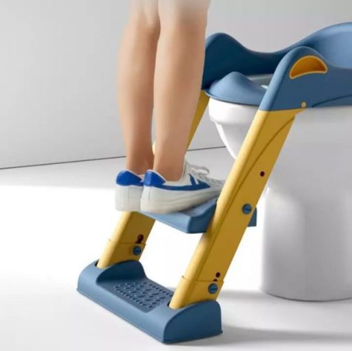 Buy Potty Training Toilet Seat with Step Stool Ladder – Blue & Yellow Online in Pakistan Kiddyco 5