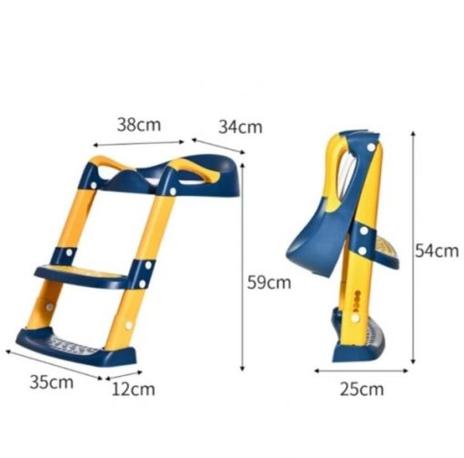 Buy Potty Training Toilet Seat with Step Stool Ladder – Blue & Yellow Online in Pakistan Kiddyco 6