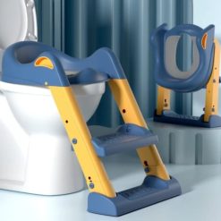 Buy Potty Training Toilet Seat with Step Stool Ladder – Blue & Yellow Online in Pakistan Kiddyco