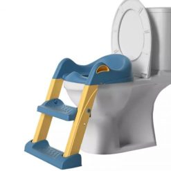 Buy Potty Training Toilet Seat with Step Stool Ladder – Blue & Yellow Online in Pakistan Kiddyco 9