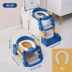 3in1 Potty Training Toilet Seat with Step Stool Ladder – Blue – Kiddyco