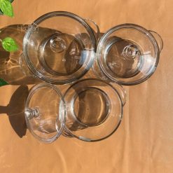 Delisoga® Set of 3 Round Tempered Glass Bakeware Bowl with Cover Trans 3