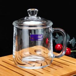 Delisoga® 360ml Transparent Coffee Mug with Glass Lid – Premium Glassw 1