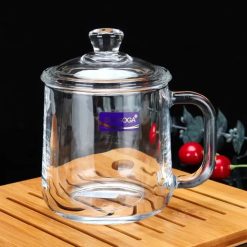 Delisoga® 360ml Transparent Coffee Mug with Glass Lid – Premium Glassw