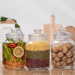 Delisoga® Air Tight Glass Jar 2.2 Liters Capacity Clear Glass Storage 12